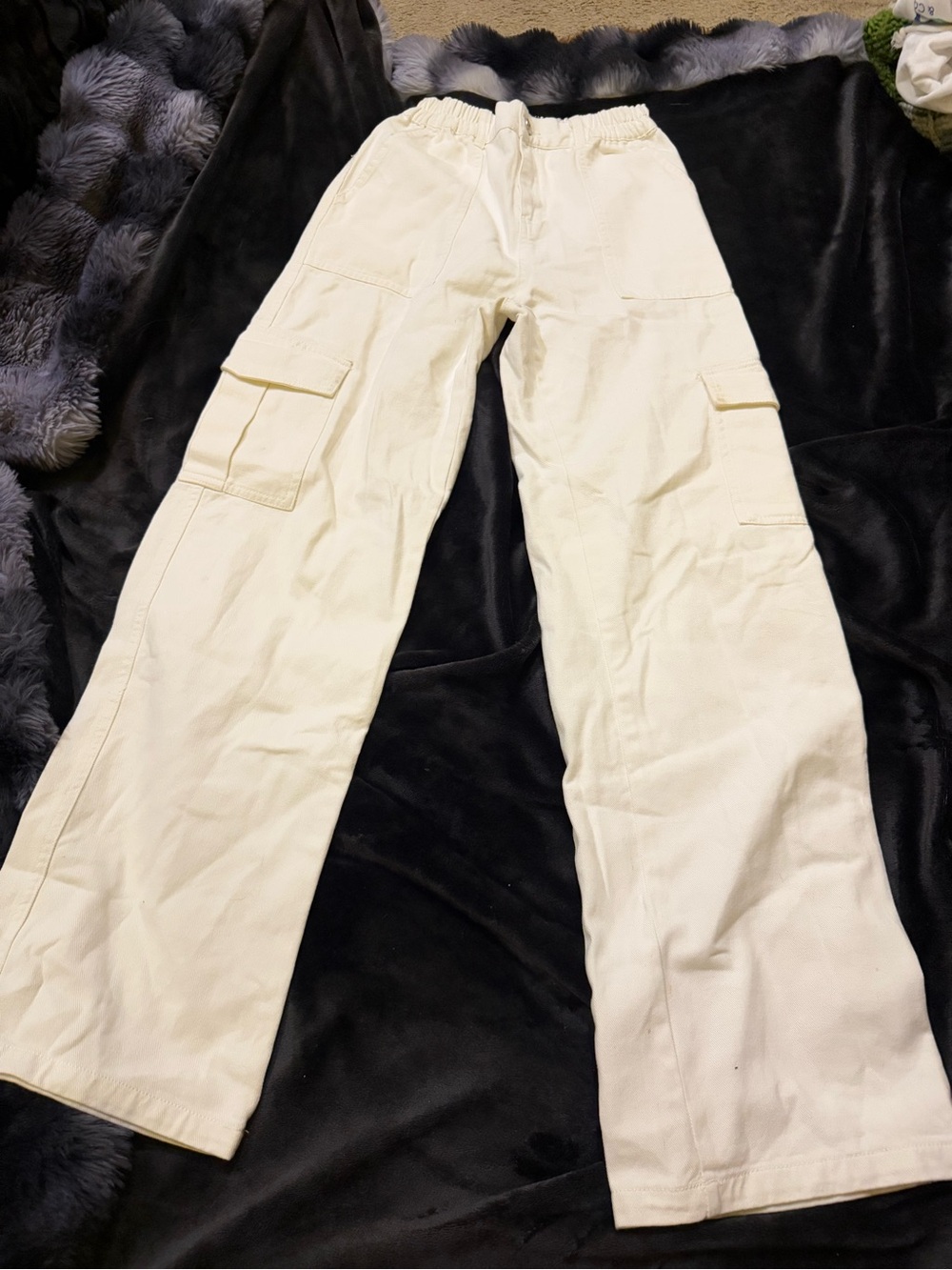 Women’s Princess Polly Cream Cargo Pants with Elastic Waistband